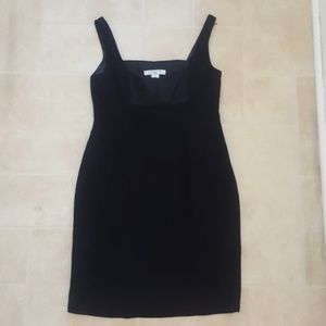 black dress with satin detail